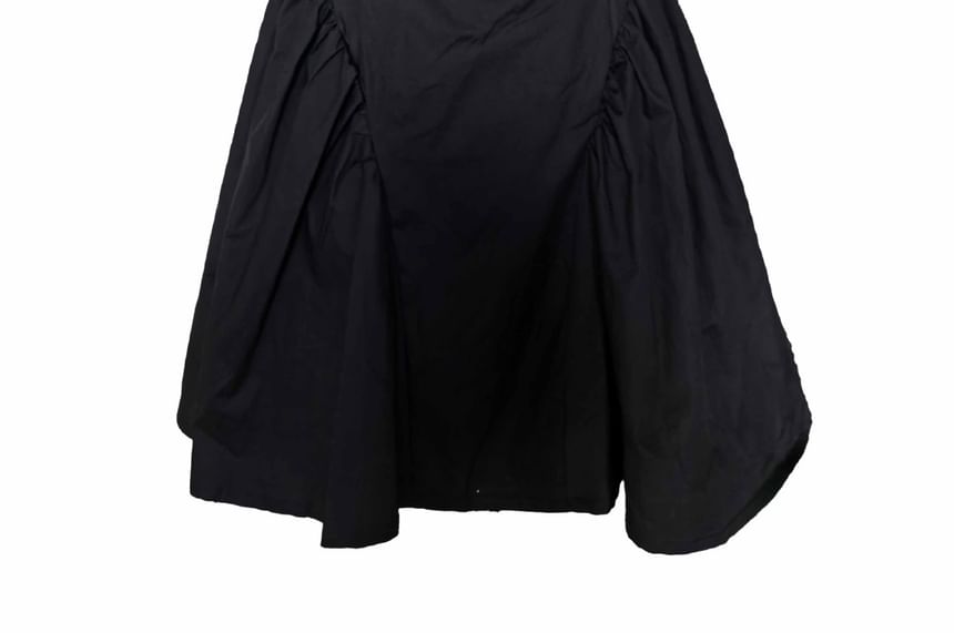 Waist Tie Square Plain A-Line Dress Sleeveless Open Back Mini Neck