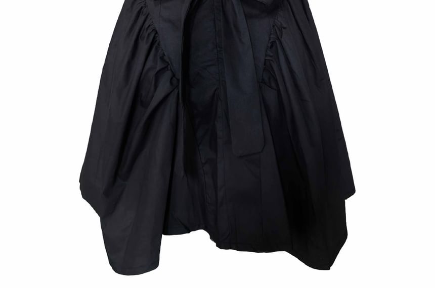 Waist Tie Square Plain A-Line Dress Sleeveless Open Back Mini Neck