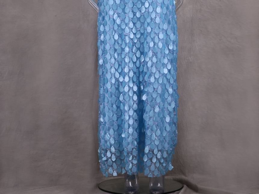 Dress Sheath Lace Sequin Maxi Strapless