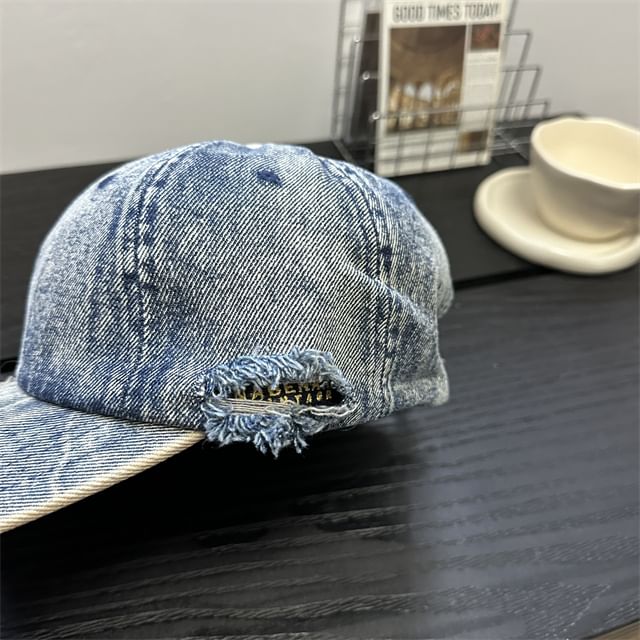 Distressed Cap Denim Baseball