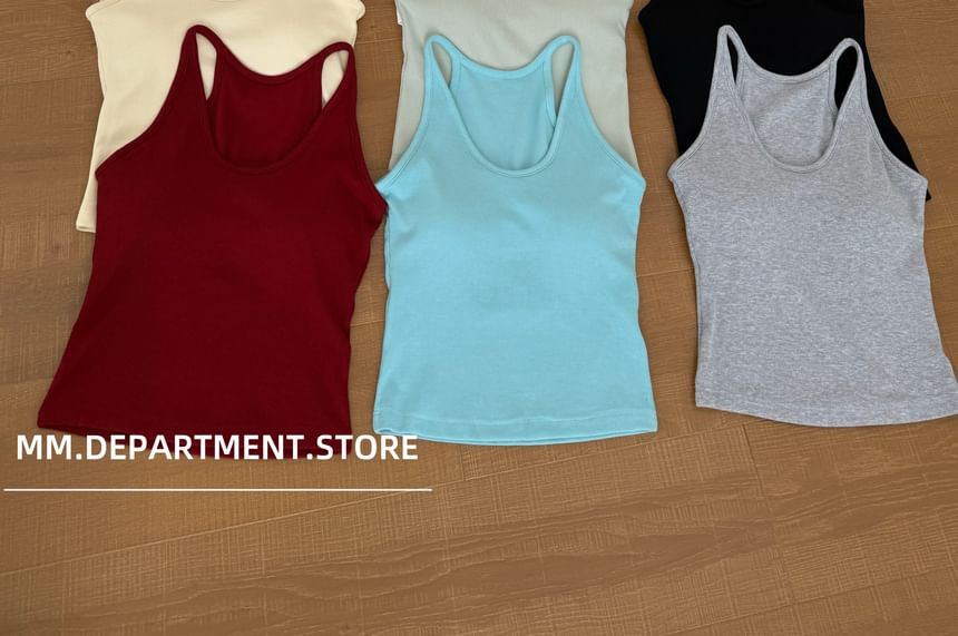 Neck Knit Scoop Tank Top Plain