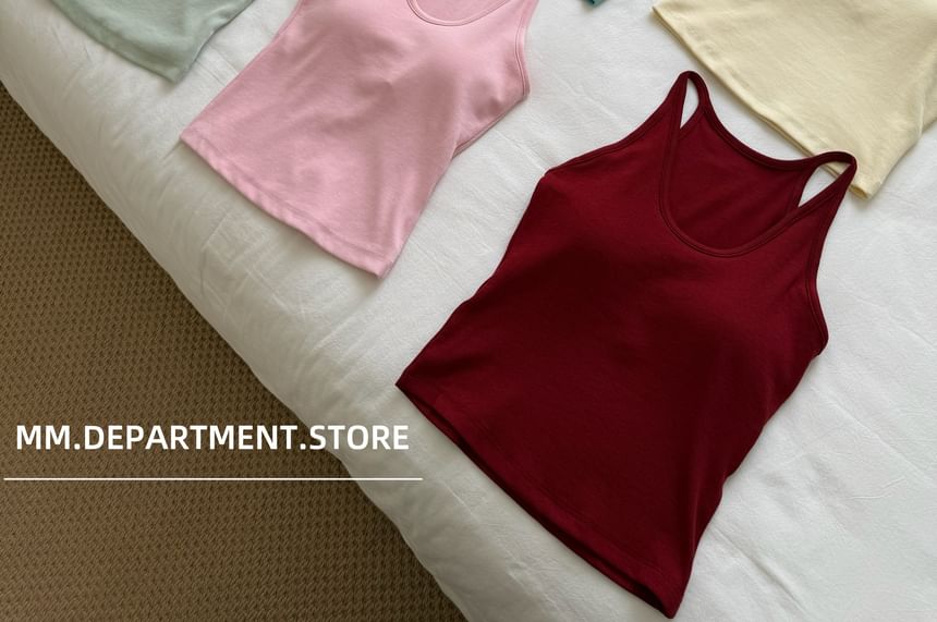 Neck Knit Scoop Tank Top Plain