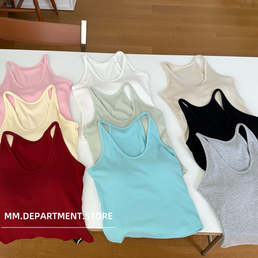 Neck Knit Scoop Tank Top Plain