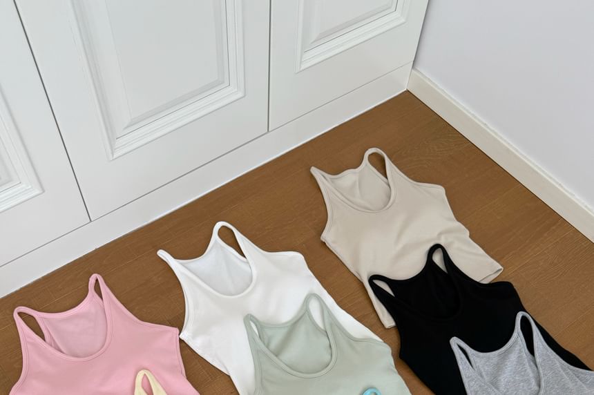 Neck Knit Scoop Tank Top Plain