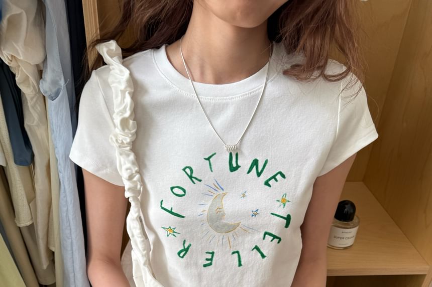 Short-Sleeve Lettering T-Shirt Crop Crewneck