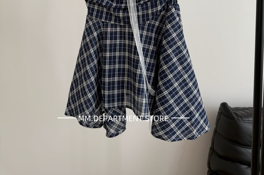 Top Strapless Plaid Flowy