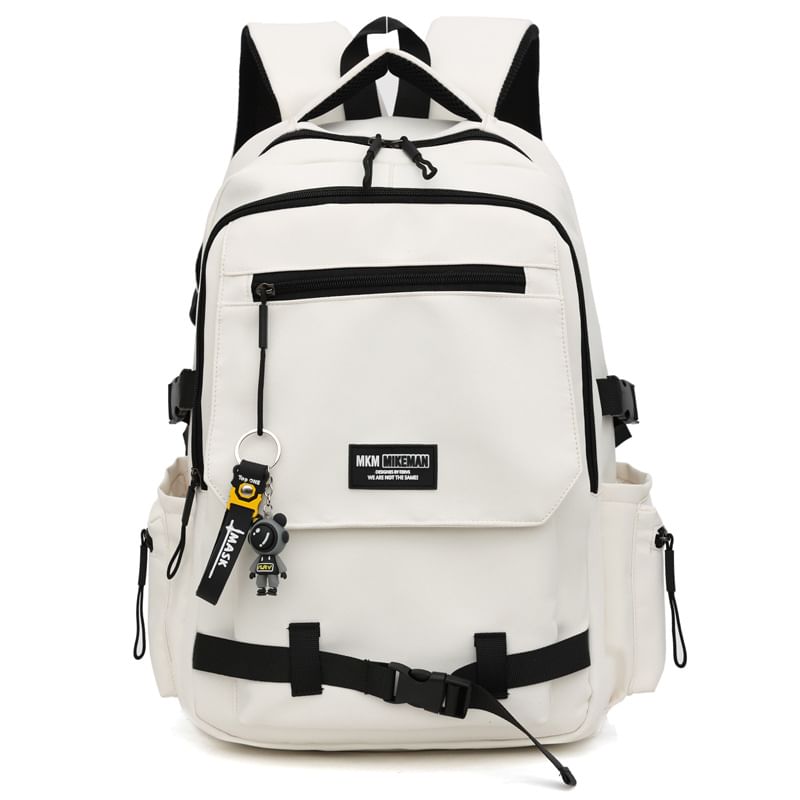 / Backpack Lettering Charm Flap Bag Set