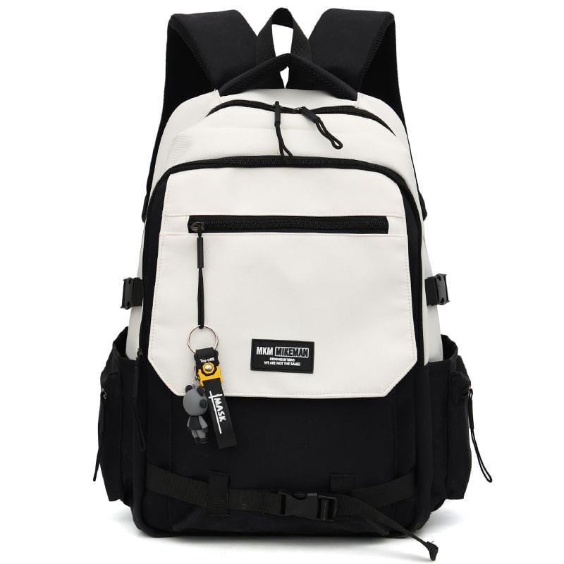 / Backpack Lettering Charm Flap Bag Set