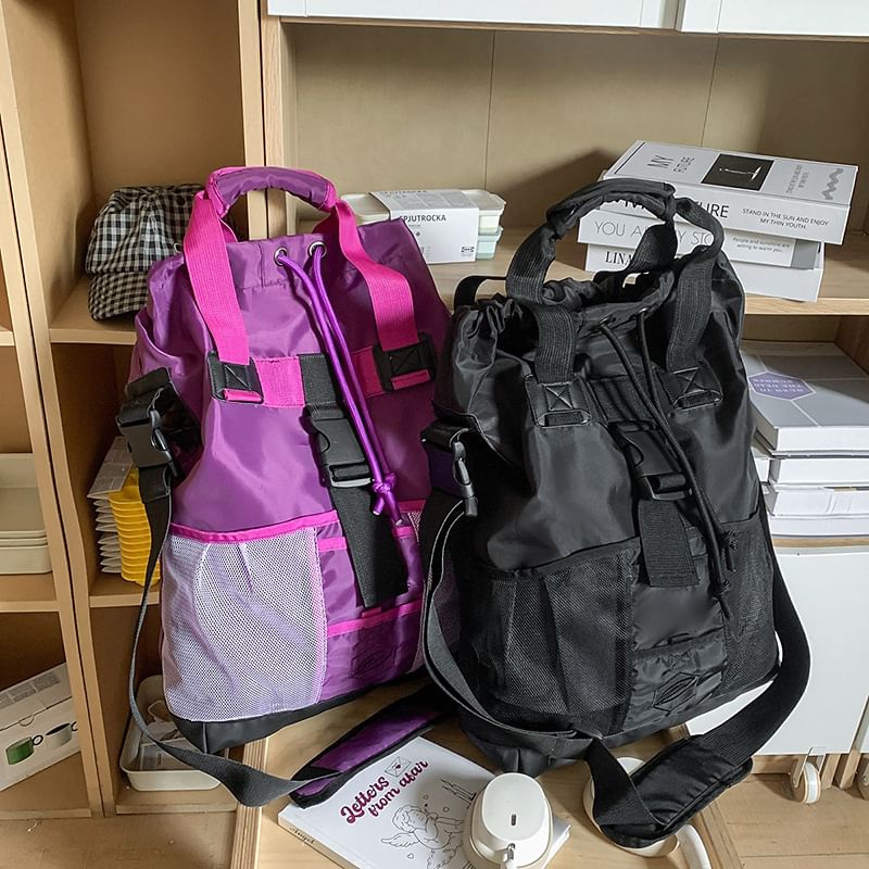 Crossbody Bag Color Block Drawstring