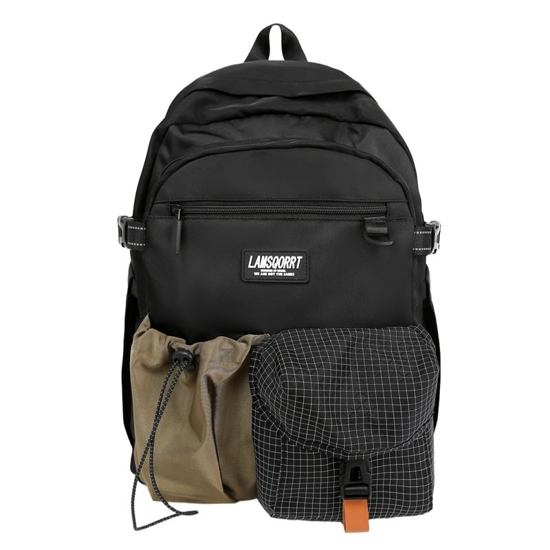 Lettering Contrast Backpack Pocket