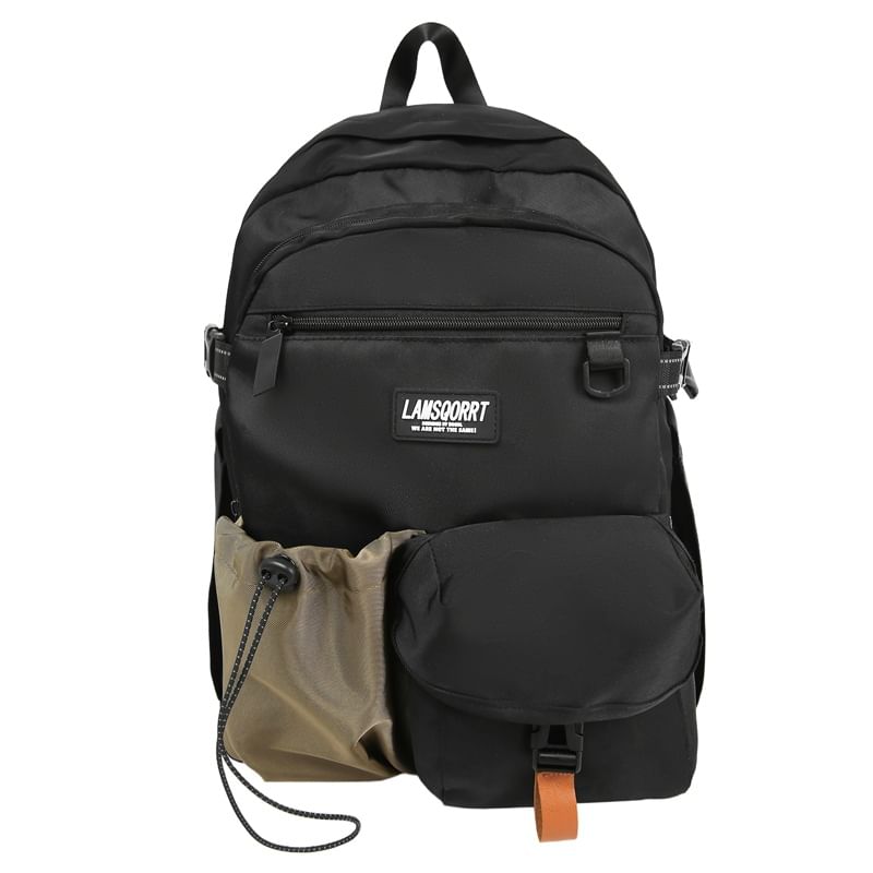 Lettering Contrast Backpack Pocket