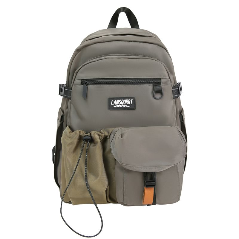 Lettering Contrast Backpack Pocket