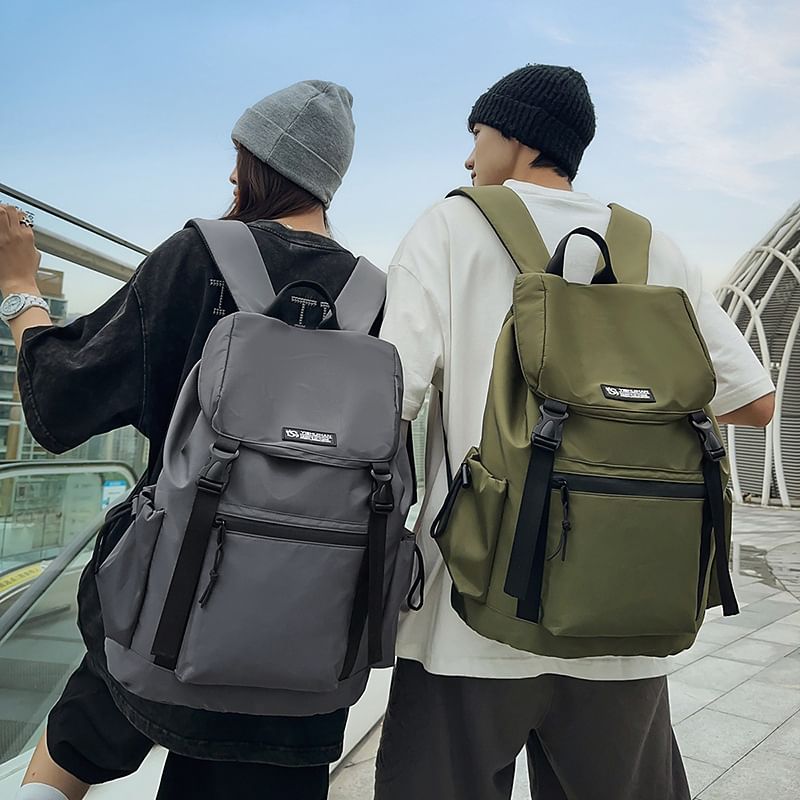 Buckled Flap Lettering Backpack