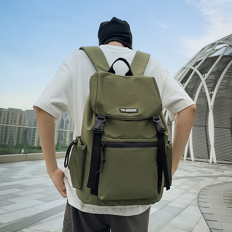 Buckled Flap Lettering Backpack