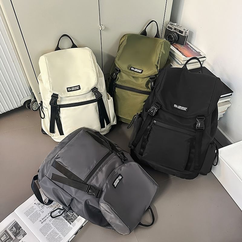 Buckled Flap Lettering Backpack