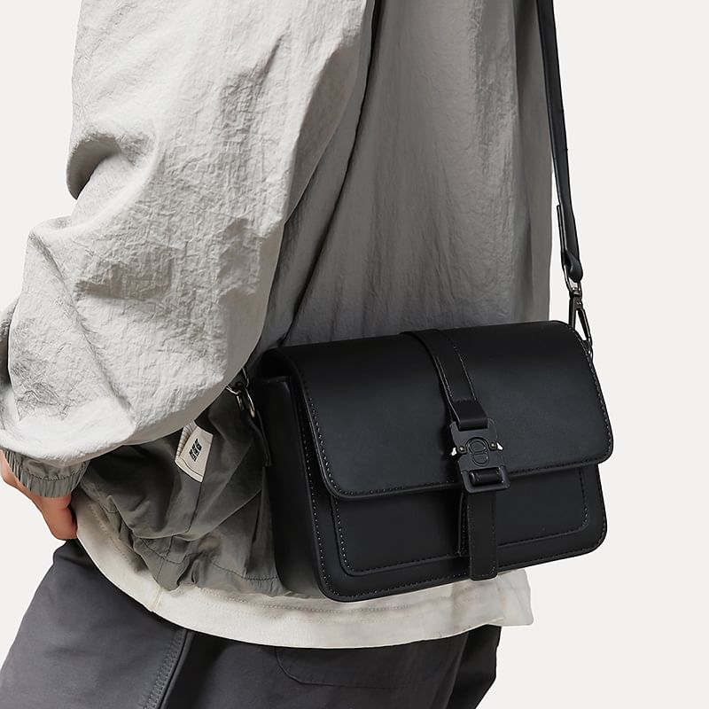 Buckled Faux Satchel Leather