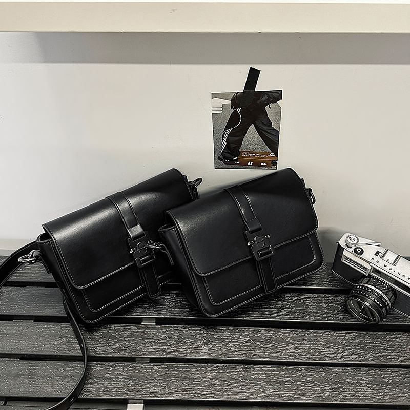 Buckled Faux Satchel Leather