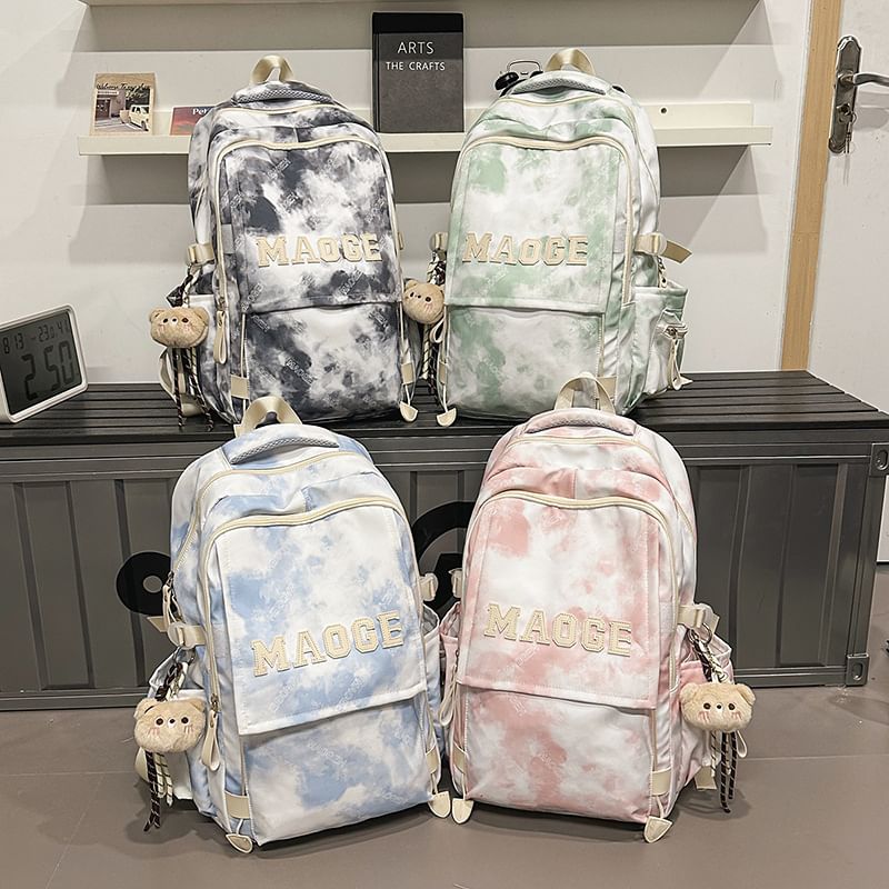 Dye Backpack Set / Tie Charm Lettering Bag
