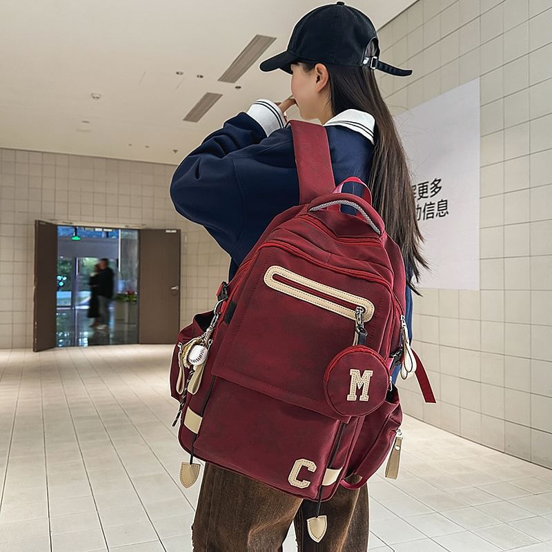 Camouflaged Backpack / Print Purse Set Coin