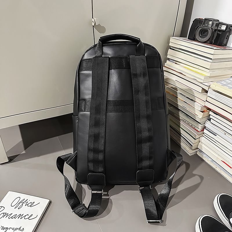 Faux Lettering Backpack Leather