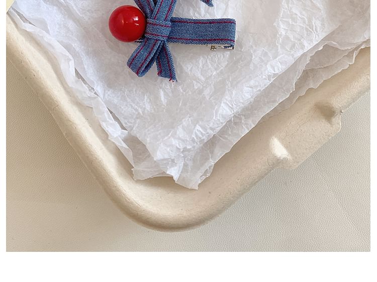 Hair Denim Bow Clip Set