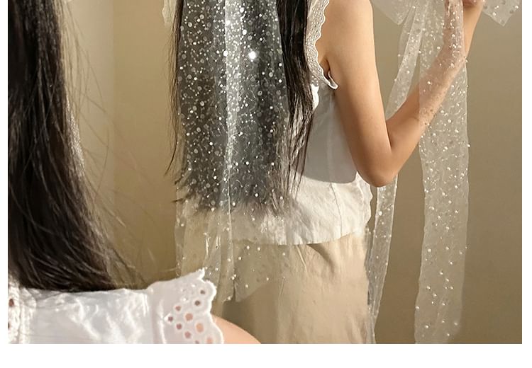Clip Bow Lace Hair Sequined