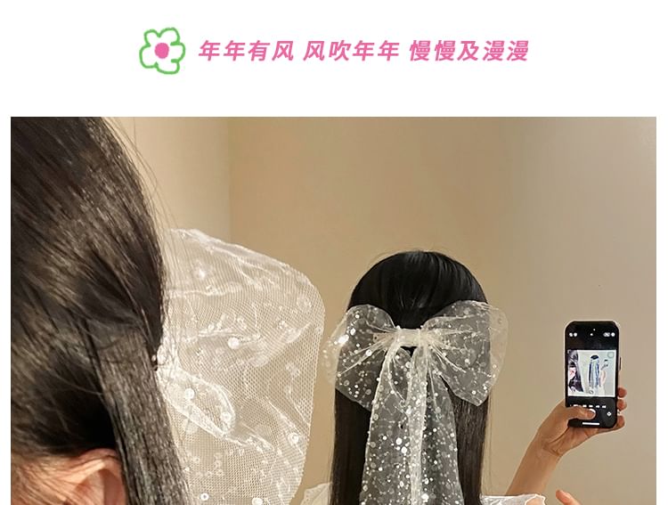 Clip Bow Lace Hair Sequined