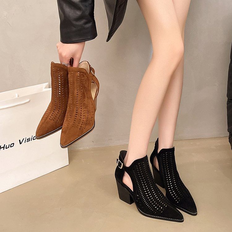 D'Orsay Block Boots Heel Short