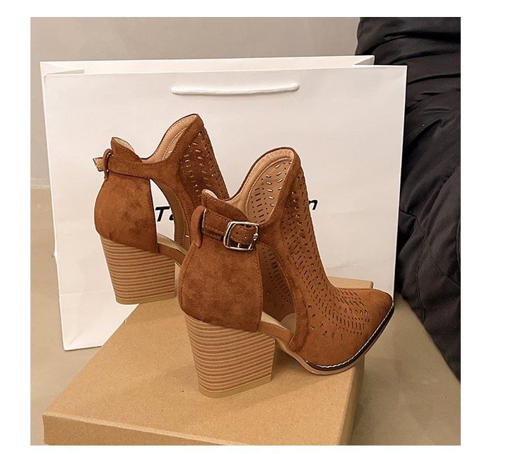 D'Orsay Block Boots Heel Short