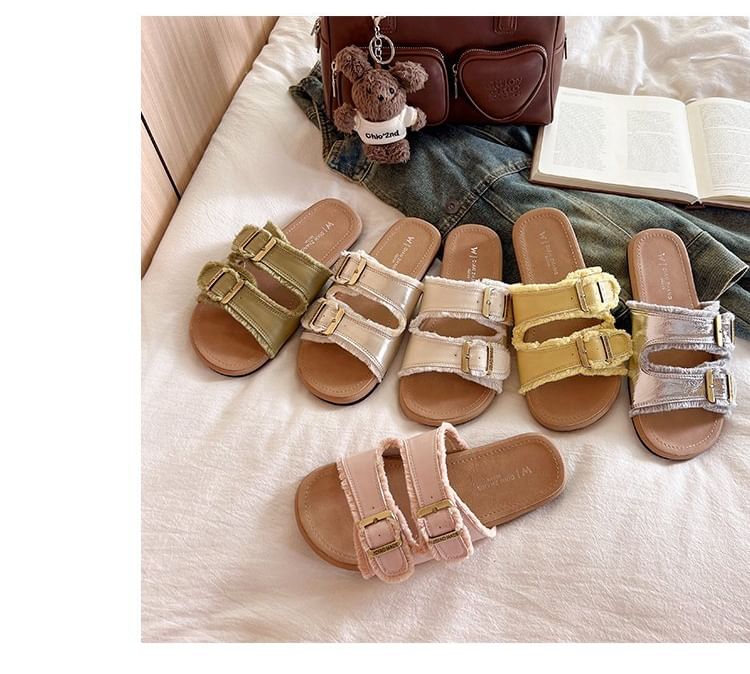 Plain Buckled Slide Sandals