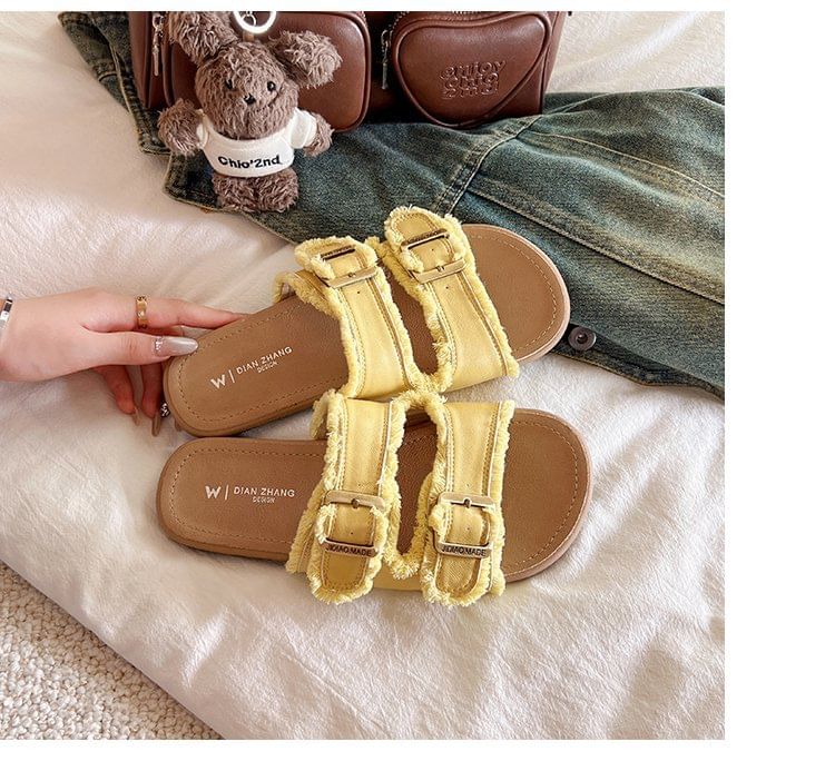 Plain Buckled Slide Sandals