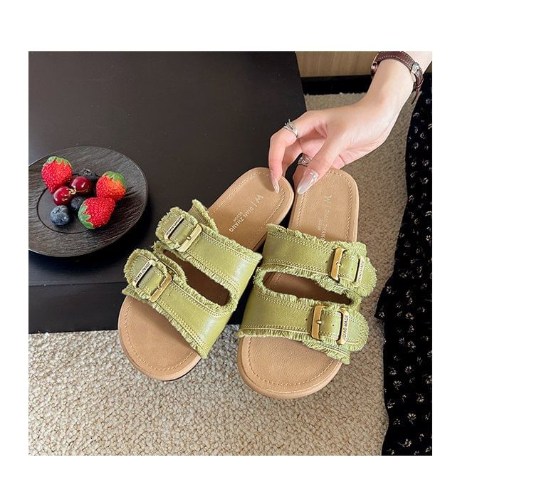 Plain Buckled Slide Sandals