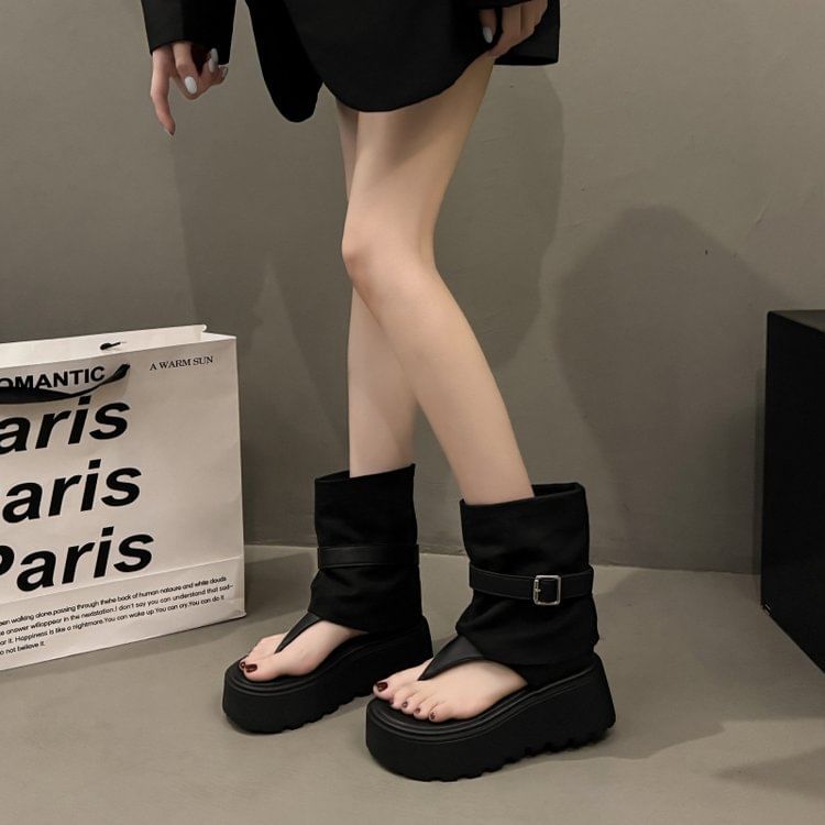 Short Platform Thong Boots