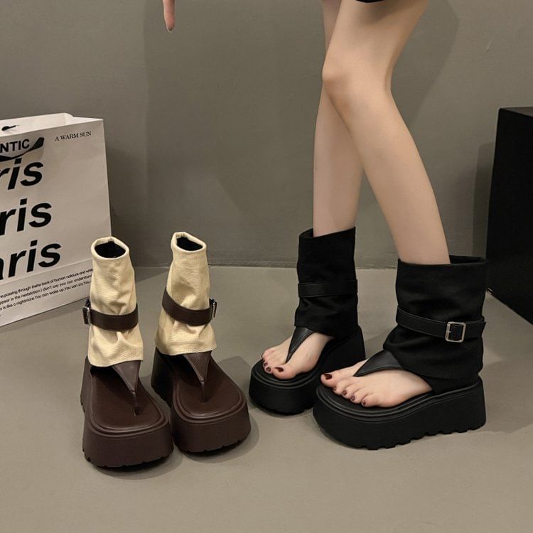 Short Platform Thong Boots