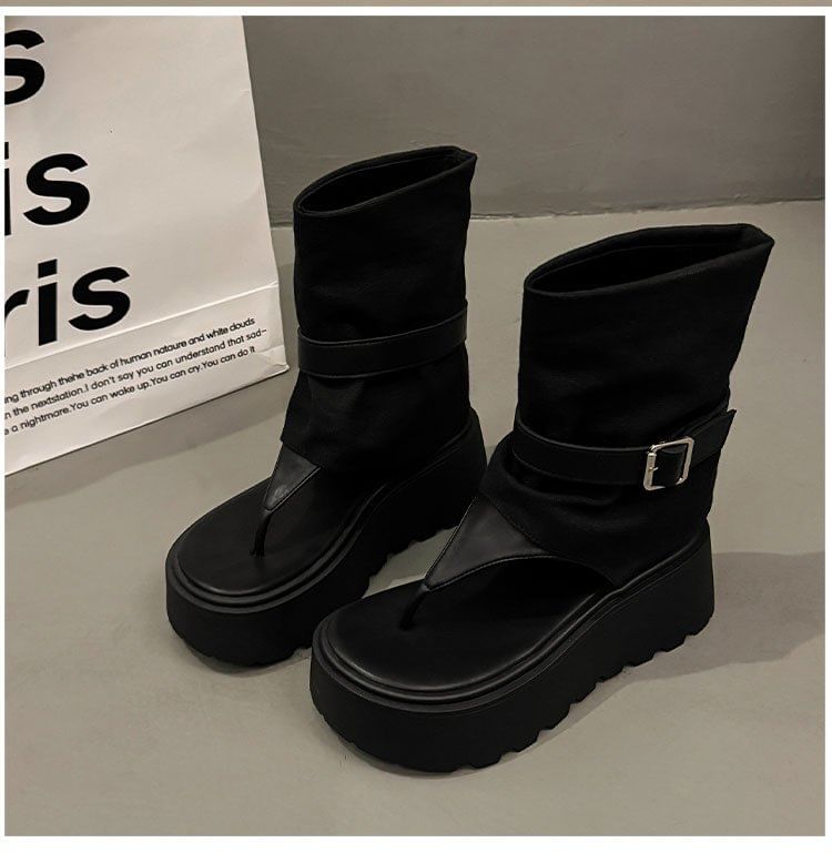 Short Platform Thong Boots