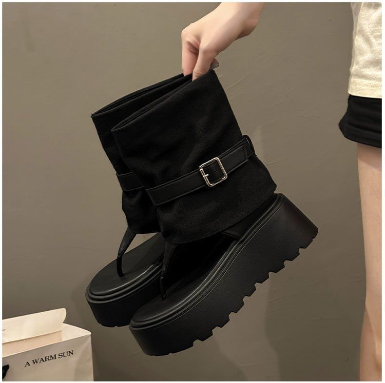 Short Platform Thong Boots