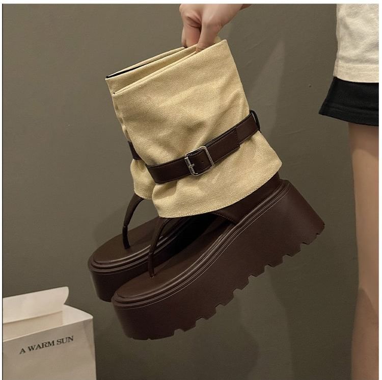 Short Platform Thong Boots