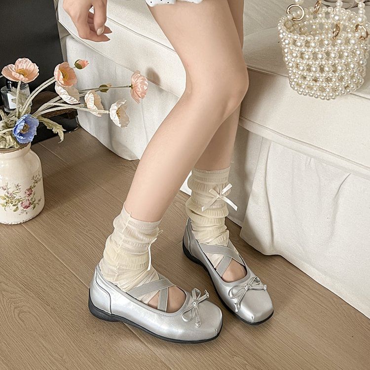 Bow Flats Toe Square Ballet