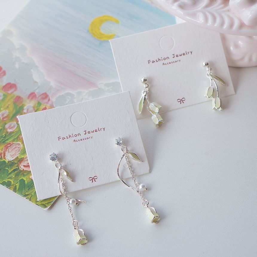 Clip On Earring Tulip Dangle /