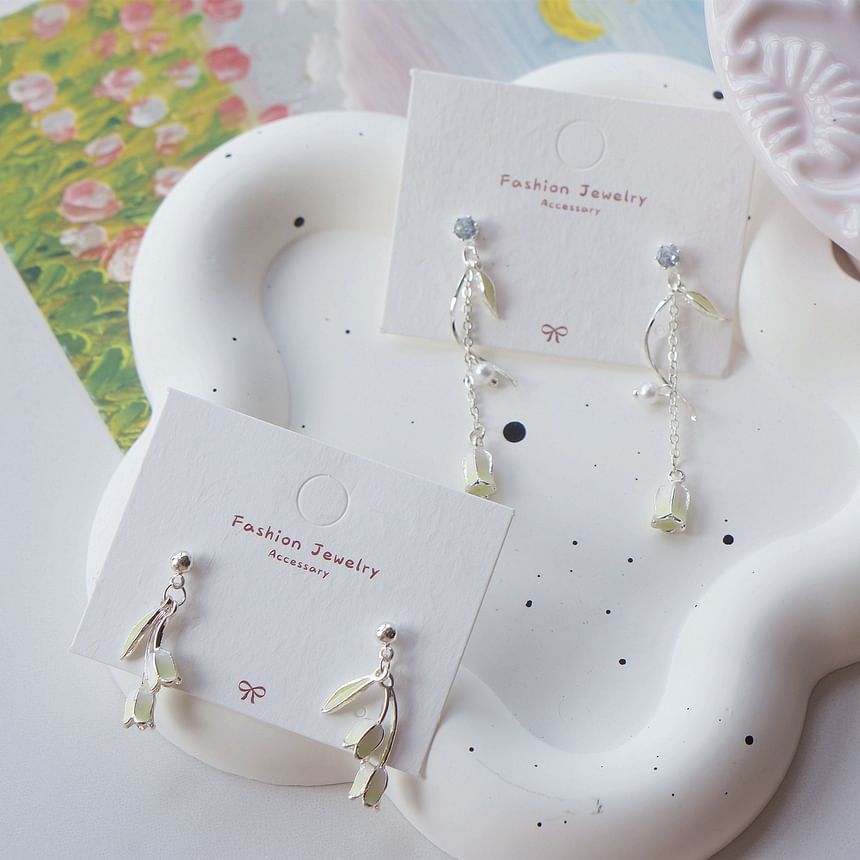 Clip On Earring Tulip Dangle /