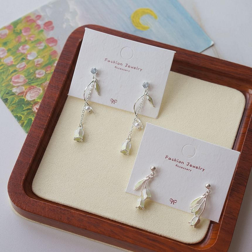 Clip On Earring Tulip Dangle /