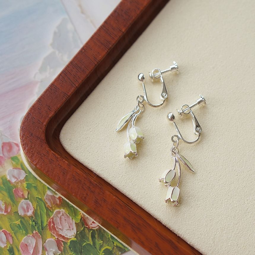Clip On Earring Tulip Dangle /