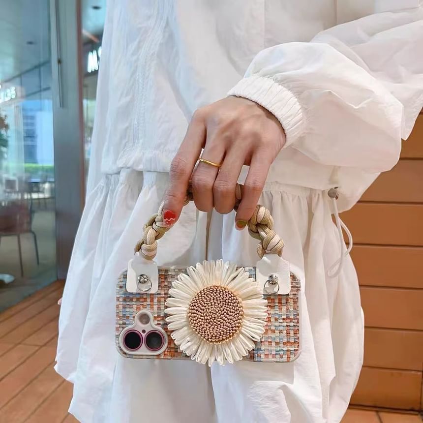 Set Woven Adhesive / Lanyard Decoration Phone Sunflower Strap Case