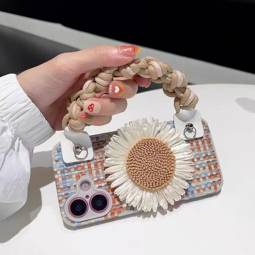 Set Woven Adhesive / Lanyard Decoration Phone Sunflower Strap Case