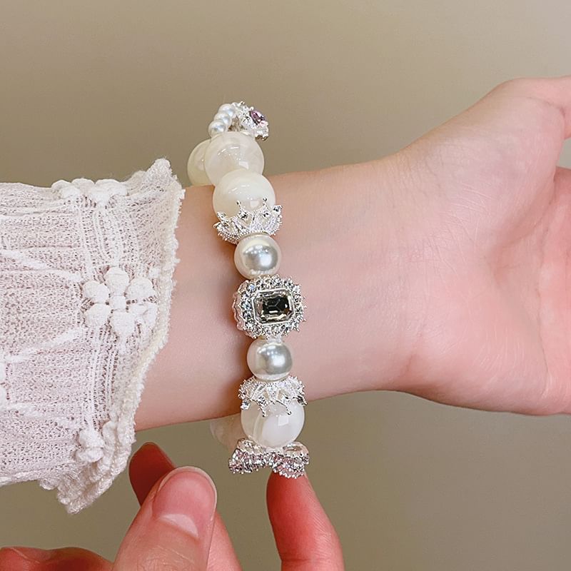 Rhinestone Bracelet Pearl Faux Beaded