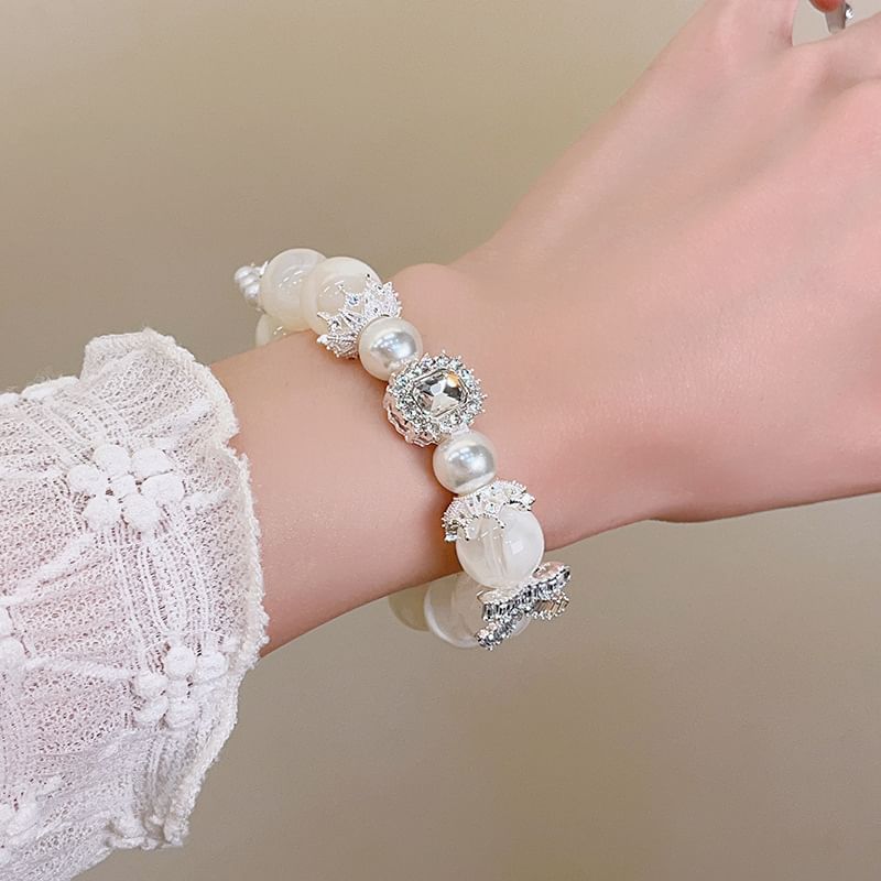 Rhinestone Bracelet Pearl Faux Beaded