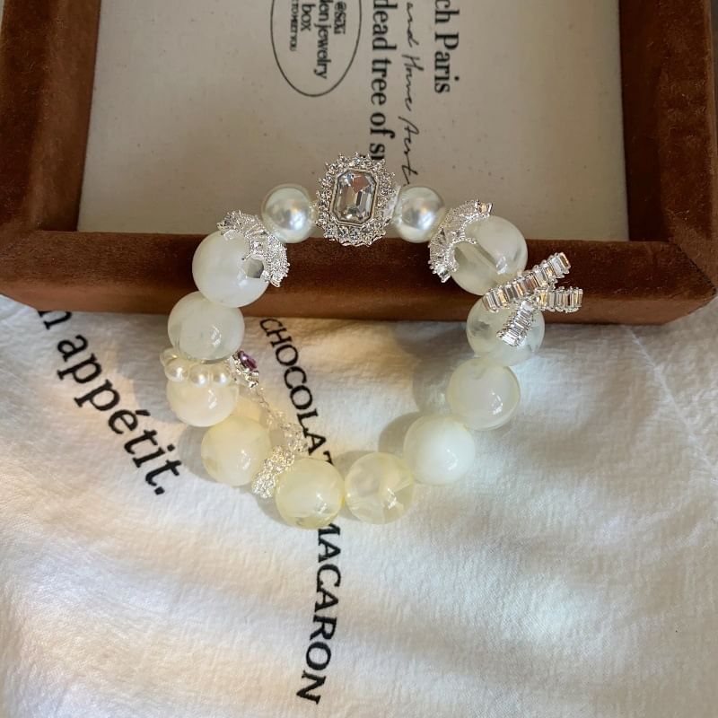Rhinestone Bracelet Pearl Faux Beaded