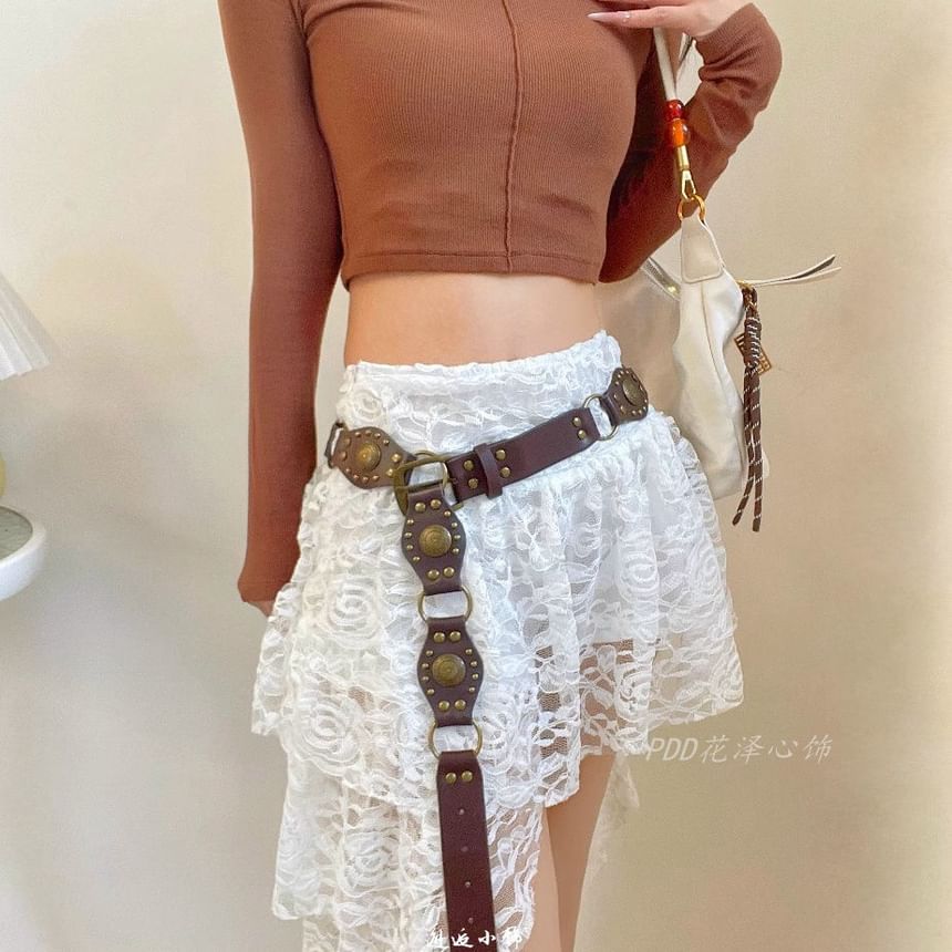 Faux Leather Studded Belt