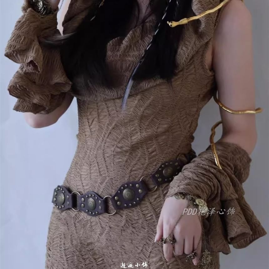 Faux Leather Studded Belt