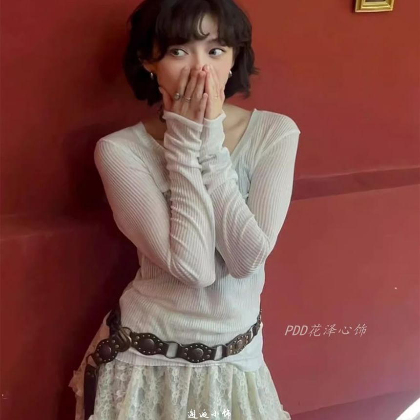 Faux Leather Studded Belt